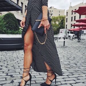 Lulu’s fluent in stroll black wrap maxi dress s